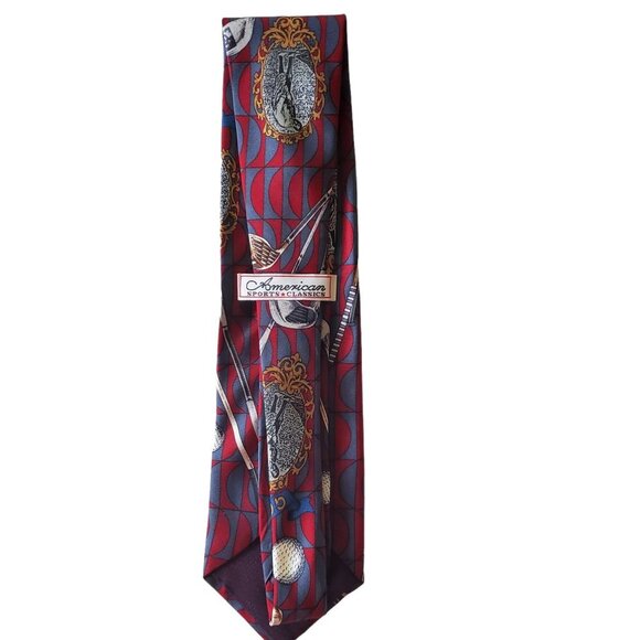 American Sports Classics Golf Theme 100% Silk Neck Tie Made in USA - Picture 2 of 7